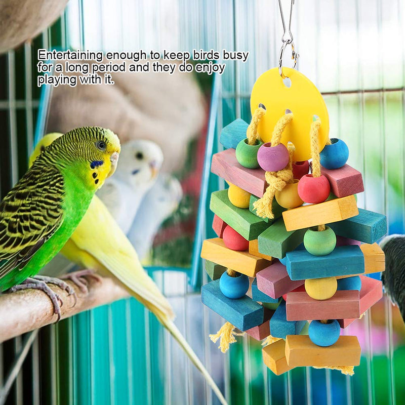 Oumefar Hanging Parrot Bird Toys Swing Multicolored Wooden Blocks Tearing Toys Bird Cage Nest Bite Toys for Birds Parrots - PawsPlanet Australia