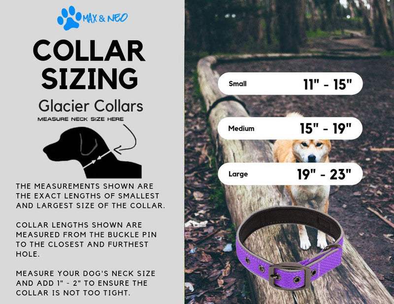 [Australia] - Max and Neo Glacier Reflective Neoprene Metal Buckle Dog Collar - We Donate a Collar to a Dog Rescue for Every Collar Sold MEDIUM (14"-18") TEAL 