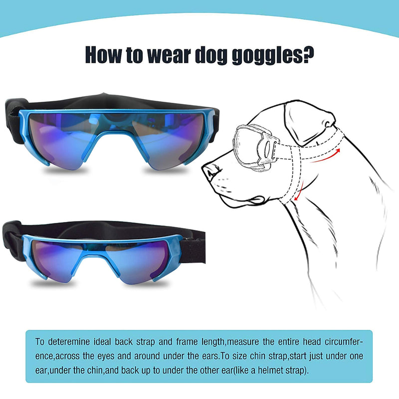 URBEST Dog Goggles, Eye Protection (New Version) Sunglasses Waterproof Windproof UV Protection for Small Medium Dogs (Blue) Blue - PawsPlanet Australia