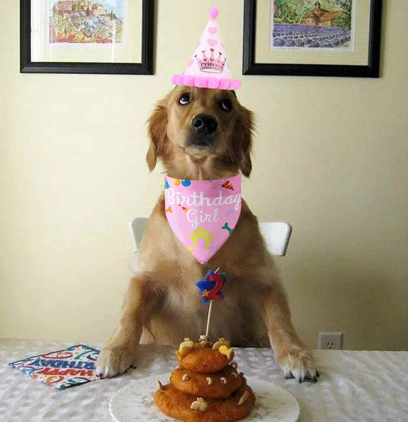 Dog Birthday Bandana Hat Kit,Triangle Cotton Dog Scarf with Cute Birthday Boy/Girl Decorations,Puppy Birthday Party Hat Set Dog Birthday Cake Outfit Gift/Pet Party Supplies Accessories(Blue) Blue - PawsPlanet Australia