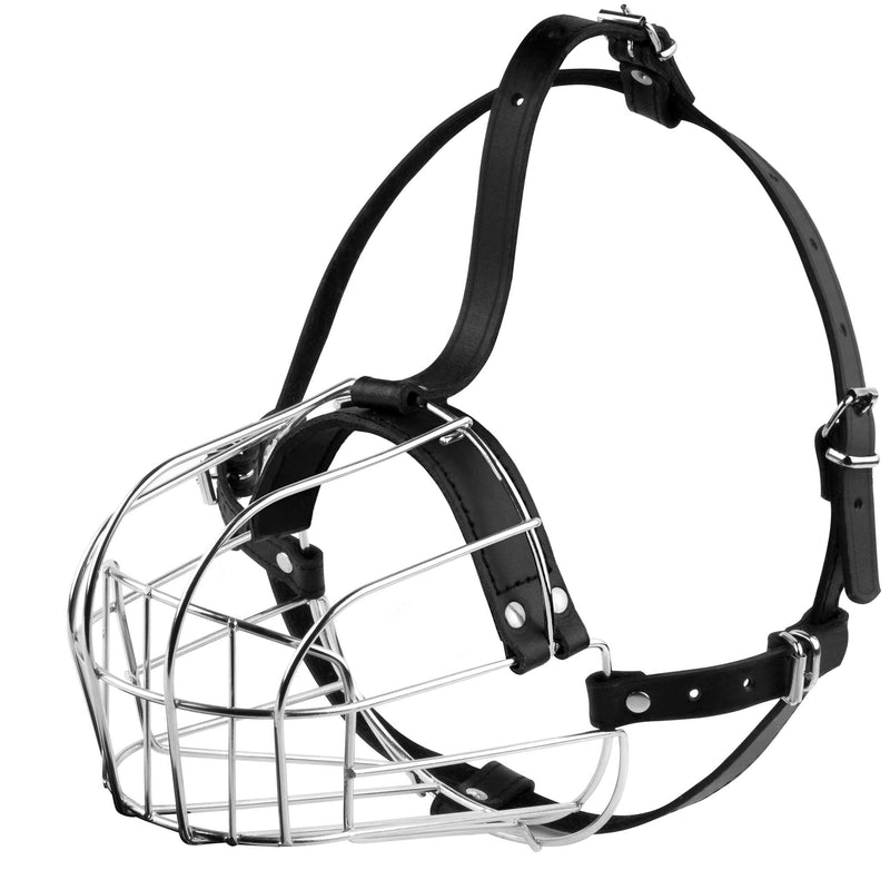 [Australia] - BronzeDog Wire Basket Dog Muzzle Doberman, Metal Dog Muzzle Leather Adjustable Medium 