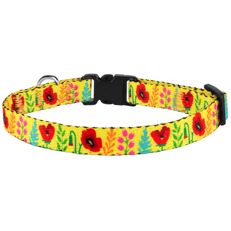 [Australia] - CollarDirect Cat Collar with Bell Floral Pattern 2 Pack Set Flower Adjustable Safety Breakaway Collars for Cats Kitten Black + Yellow 