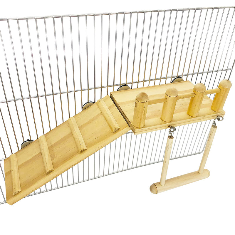 Parrot Climbing Ladder, Bird Wooden Playground with Climbing Ladder Stand, Parrot Play Stand, Bird Swing for Green Cheeks, Small Lovebirds, Goldens, Hamsters, Bird Cage Chew Toy Set - PawsPlanet Australia