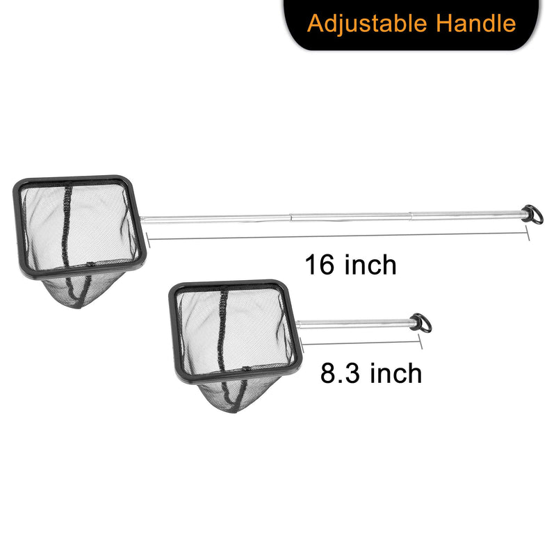 Filhome Aquarium Fish Net with Extendable Stainless Steel Long Handle, Fine Mesh Fish Net for Fish Tank, Betta Fish Net 2.8 inch - PawsPlanet Australia