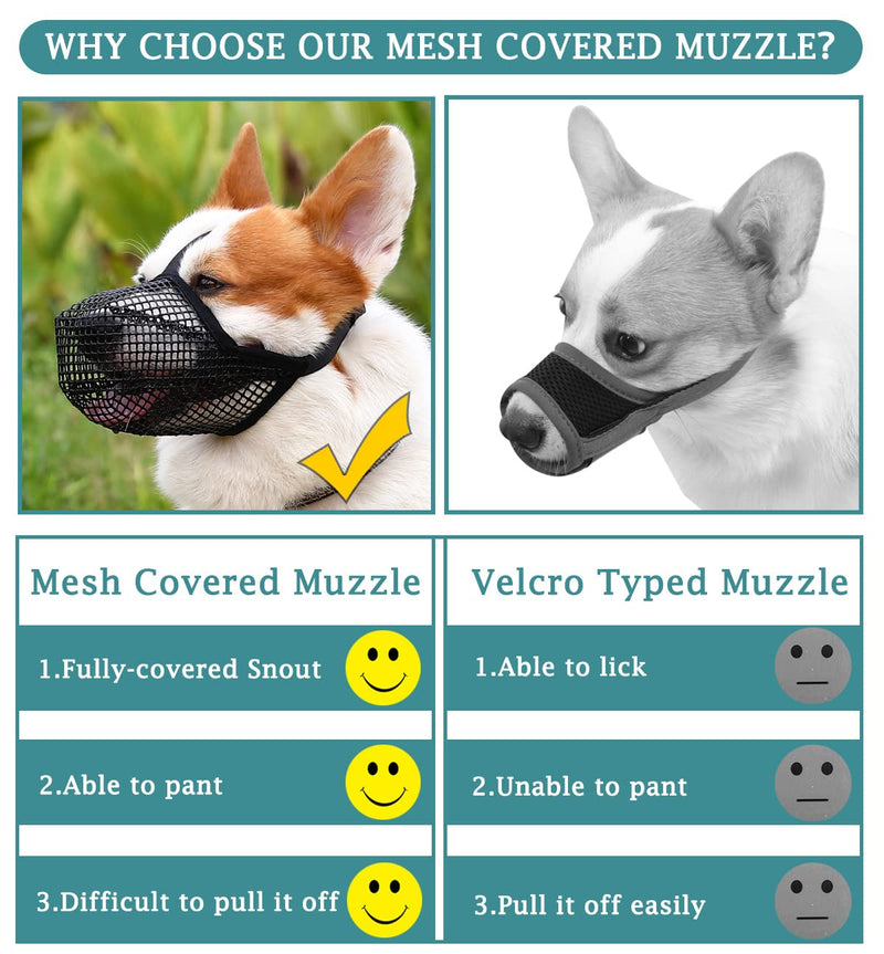 Dog Muzzle, Soft Mesh Covered Muzzles for Small Medium Large Dogs, Poisoned Bait Protection with Adjustable Straps, Prevent Biting Chewing and Licking XS - PawsPlanet Australia