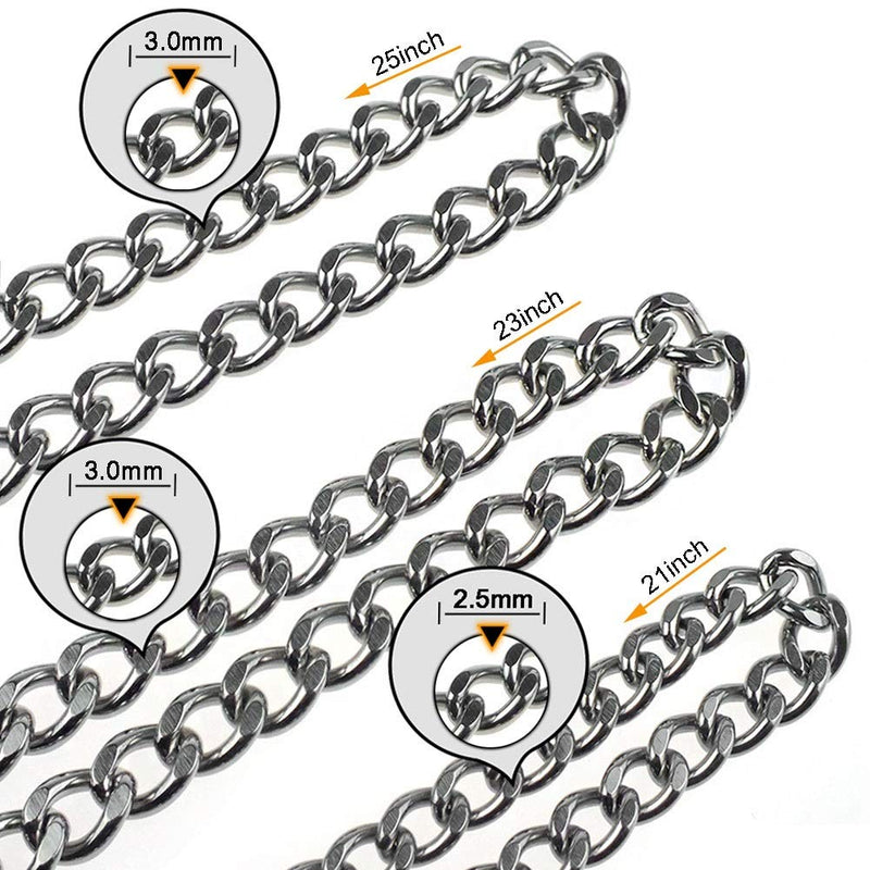 Stainless Steel Dog Choke Chain Collar, Strong Dog Metal P Chain Slip Collar Pet Training Walking Choker (Color : L-3.0mm*25inch) - PawsPlanet Australia