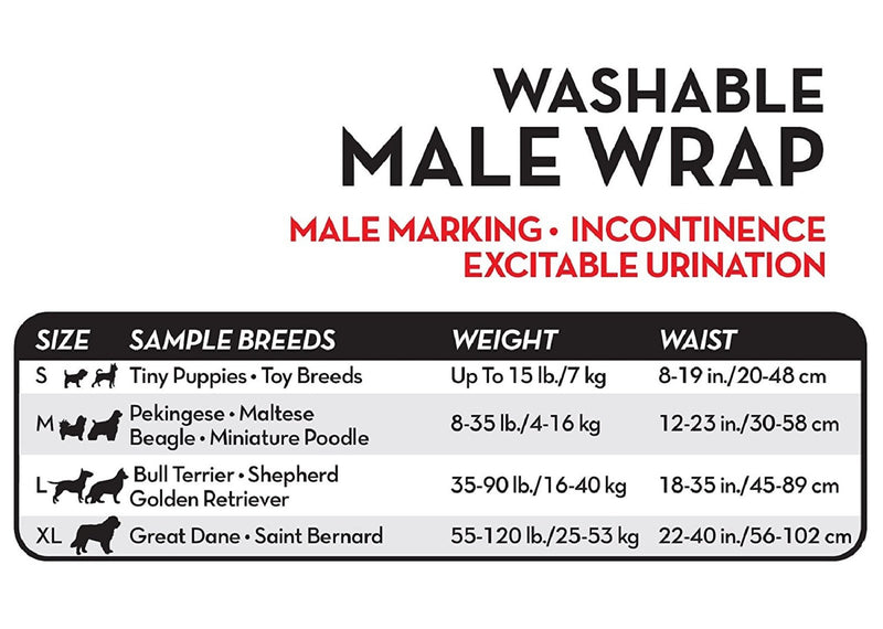 Simple Solution Washable Male Dog Diapers | Absorbent Male Wraps with Leak Proof Fit | Excitable Urination, Incontinence, or Male Marking | 1 Re-usable Dog Diaper Per Pack Medium - PawsPlanet Australia