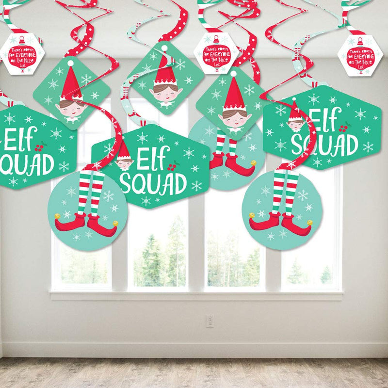 Big Dot of Happiness Elf Squad - Kids Elf Christmas and Birthday Party Hanging Decor - Party Decoration Swirls - Set of 40 - PawsPlanet Australia