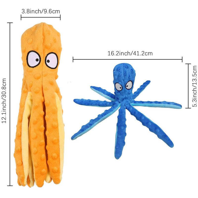 G.C 2 Pcs Dog Squeaky Chew Plush Toys Interactive Soft Funny Octopus Corduroy Pet Toy Games for Small Medium Large Dogs Doggy - PawsPlanet Australia