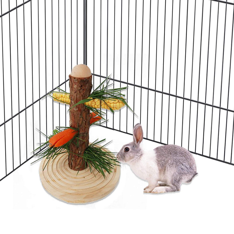 Rabbit Hay Feeder Rack Bunny Wooden Food Manager Grass Holder with Cleaning Set Chewing Toy for Chinchilla Guiniea Pig and Other Small Animal - PawsPlanet Australia