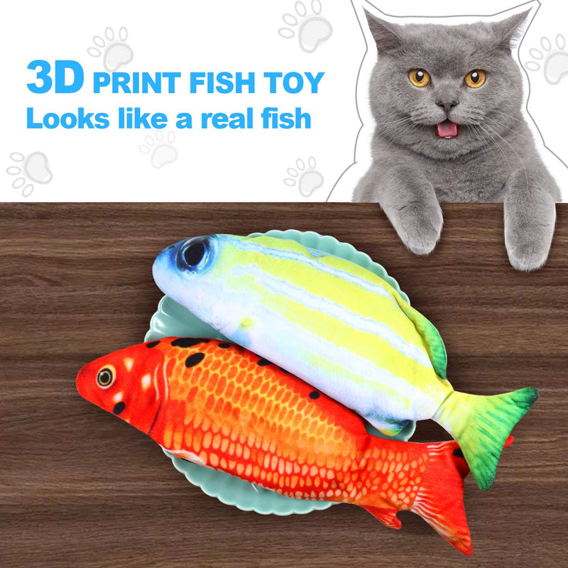 SKYLETY 2 Piece Electric Flopping Fish Moving Fish Cat Toy Wiggle Fish Catnip Toys Motion Kitten Toy for Indoor Cats Pets Kitten - PawsPlanet Australia