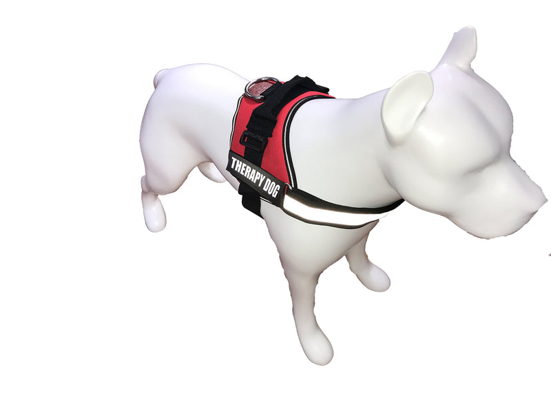 [Australia] - ALBCORP Reflective Therapy Dog Vest Harness, Woven Polyester & Nylon, Adjustable Service Animal Jacket, with 2 Hook and Loop Therapy Dog Removable Patches L 27" - 36" Girth Red 