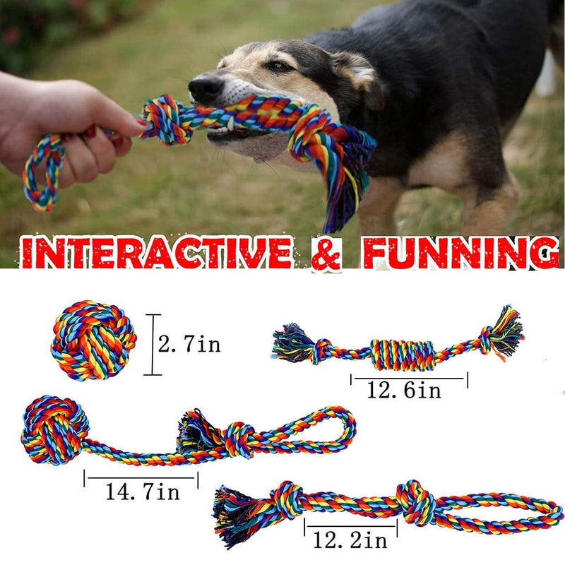 10 PCS Dog Chew Toys, Dog Squeaky Toys ,Cotton Rope Rubber Balls Chew Toy, Multiple Dog Toy Bundle with Rope Toys and Puppy Teething Toys, Dog Training Toys,Tug of War - PawsPlanet Australia
