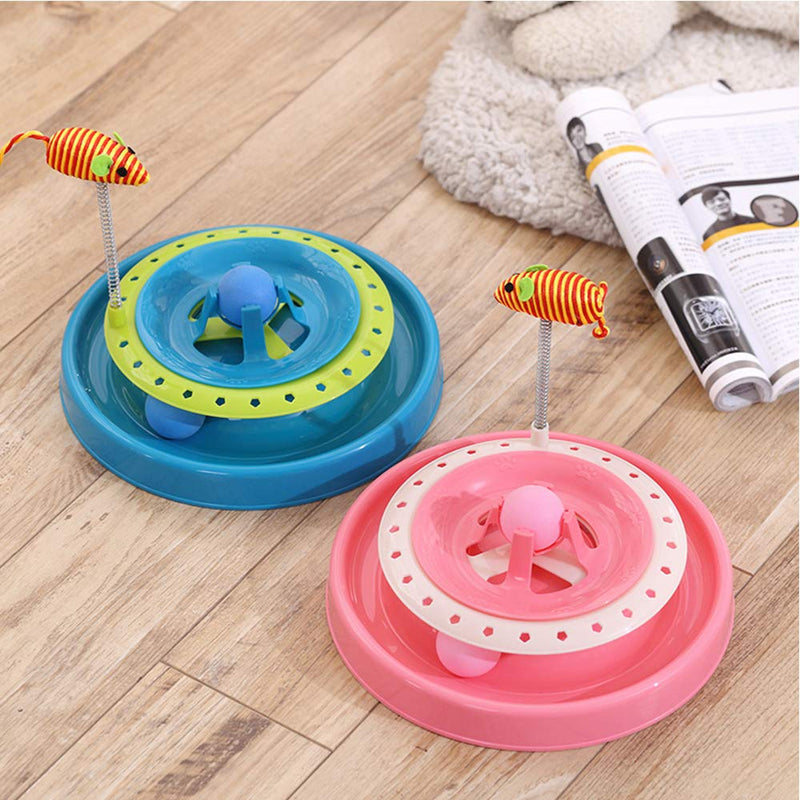 [Australia] - Cat Interactive Toys Turbo Track Ball Exercise Toys Catch The Mouse Scratcher Roller Turntable Kitten Sway Toy Mental Physical Exercise Amusement Pet Supplies 1 Pcs Pink 