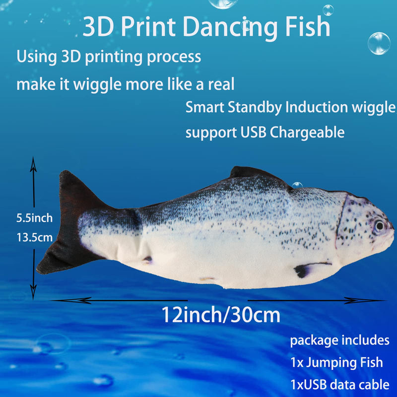 Flopping Fish Electric Moving Dog Fish Toy，Realistic Flopping Fish Rocking Dog Toy，Interactive Pet Toys for Dog Exercise，Small and Medium Dog Floppy Fish Animal Toy Salmon - PawsPlanet Australia