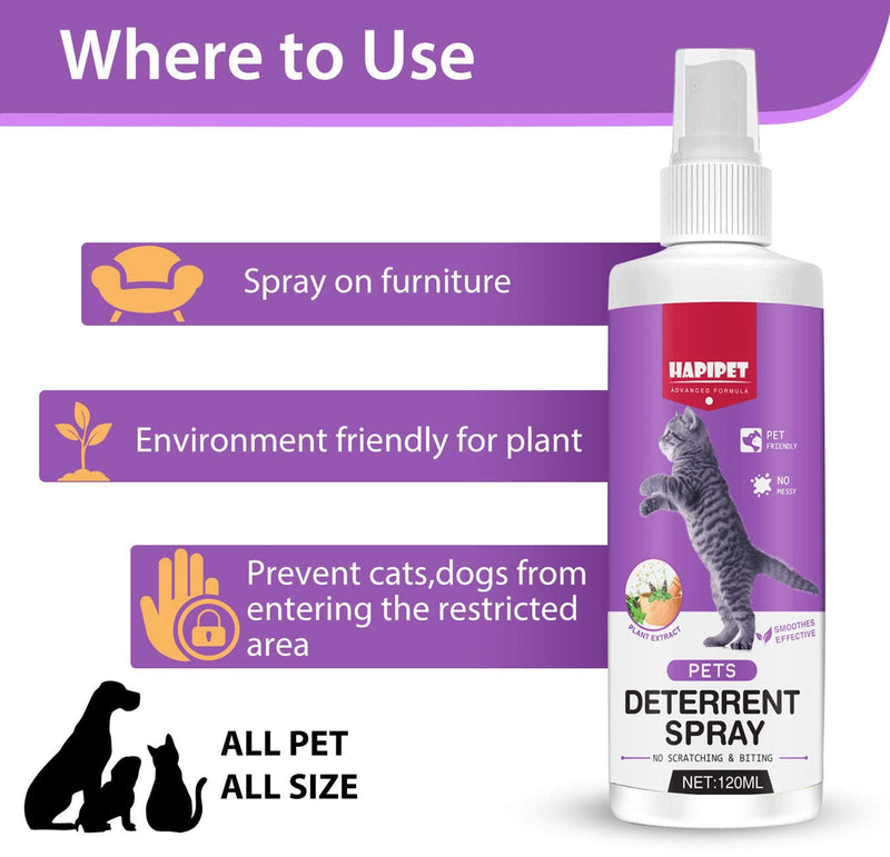 Cat Spray Deterrent, Cat Repellent Spray Suit for Indoor & Outdoor, 120ml Anti-Scratching Cat Training Spray, Used to Prevent Cats from Scratching Plants & Furniture, Safe for Children & Plant - PawsPlanet Australia