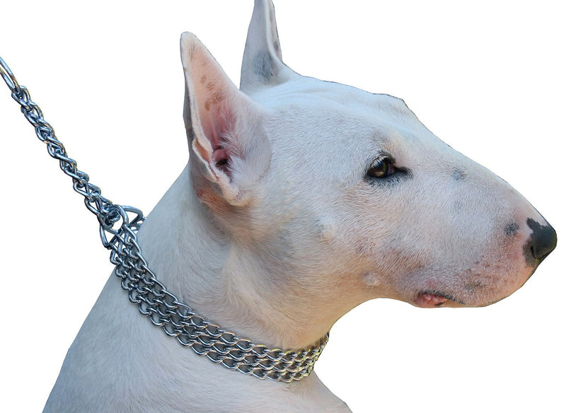 [Australia] - Triple Chain Heavy Duty Semi Choke Martingale Dog Collar 3mm Link Chrome 6 Sizes #4 - Closed:22"-Open:24.5" 