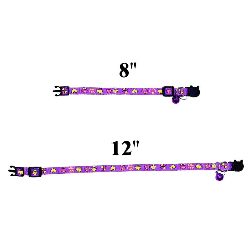 [Australia] - PACCOMFET 6 Pcs Breakaway Cat Collars Printed Cute Pattern Adjustable Colorful Nylon Safety Pet Collar with Bells 