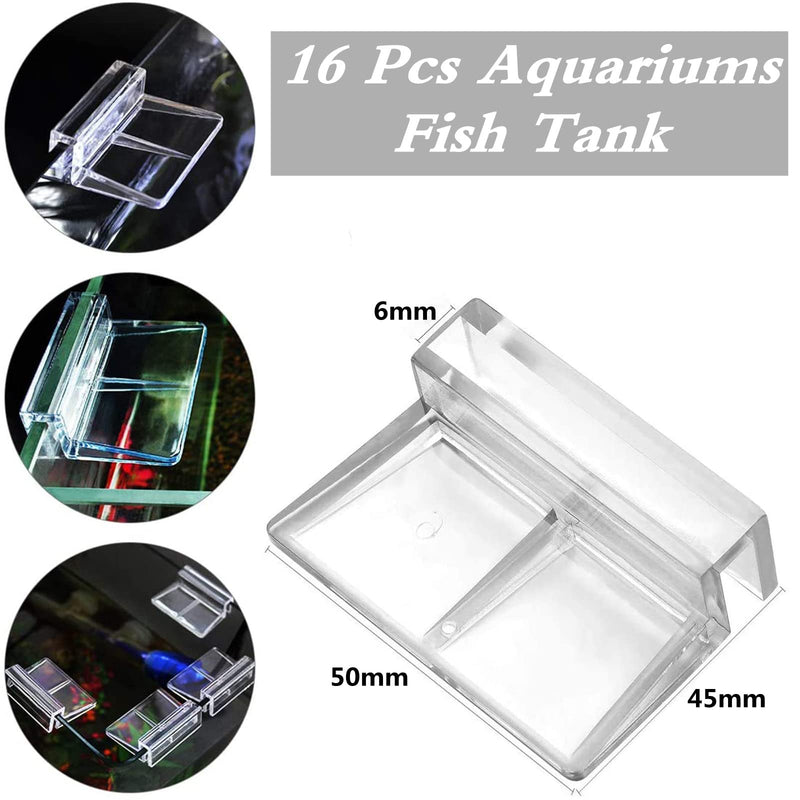 NC 16 Pcs Fish Tanks Glass Cover Clip 6mm Transparent Aquarium Fish Tanks Support Holder Universal Acrylic Lid Clips for Rimless Aquariums - PawsPlanet Australia