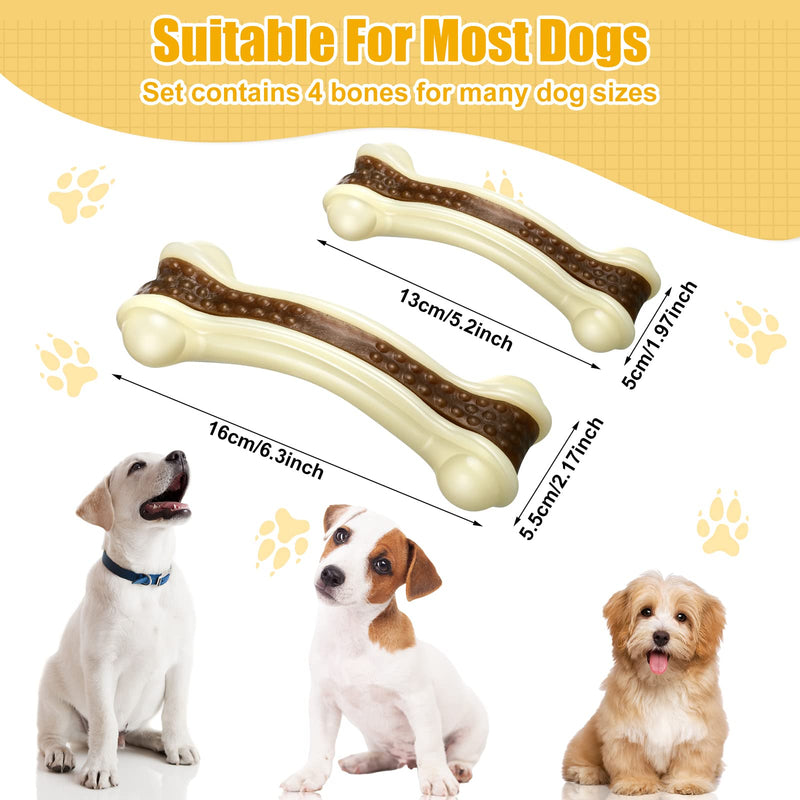 Sosation 4 Pieces Dog Chew Toys for Aggressive Chewers, Beef Flavor Dog Chew Bones Nylon Dog Toys Indestructible Dog Teething Toys Dog Bone Toys for Medium Large Dogs - PawsPlanet Australia