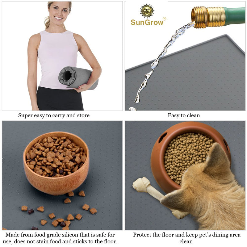 [Australia] - SunGrow Silicone Pet Feeding Mat, 19x12 Inches, Waterproof, Splash Proof Placemat Raised Edges, Anti-Skid, FDA-Approved, Ideal for Dogs, Cats, Rabbits and More 