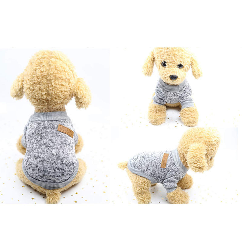AMVEEDI Dog Sweaters for Small Dogs Soft Thickening Warm Pet Dog Clothes Knitwear Dog Sweater Pup Dogs Shirt Winter Puppy Sweater for Dogs (Grey, XS) X-Small Grey - PawsPlanet Australia