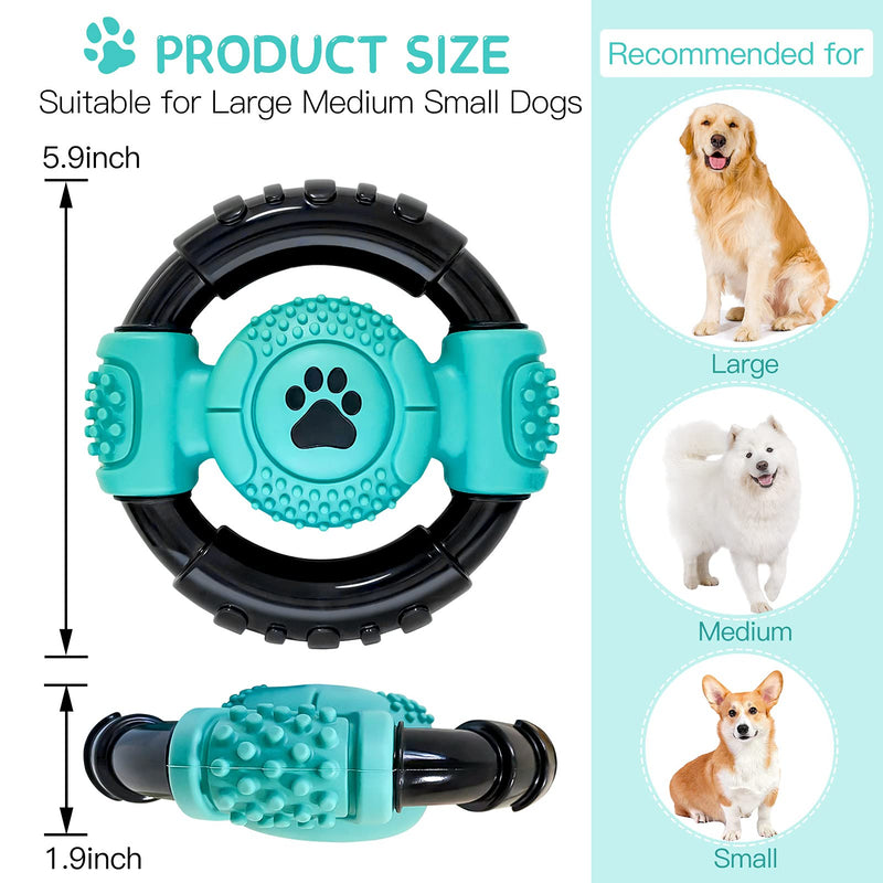 Dog Toys for Aggressive Chewers, Squeaky Tough Dog Chew Toys for Large Medium Small Dogs, Indestructible Durable Nylon and Natural Rubber Dog Teething Toy with Milk Flavor - PawsPlanet Australia