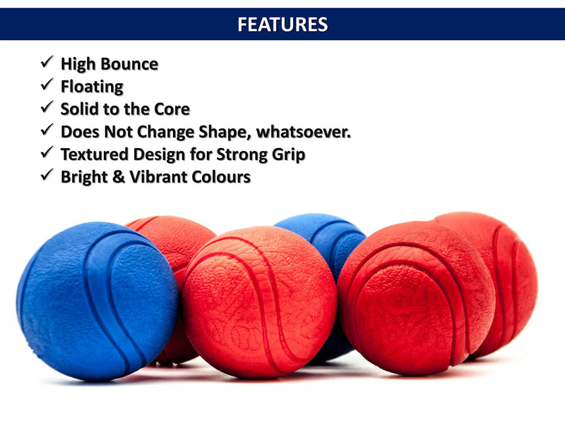 3 X 2.5" Strong Solid Rubber Ball HIGH BOUNCING Virtually Tough Dog Toys Interactive Dog Toys For Boredom Strong Natural Rubber Balls for dogs (2.5 Inches, Blue + 2 Red (3 Balls)) 2.5 Inches Blue + 2 Red (3 Balls) - PawsPlanet Australia