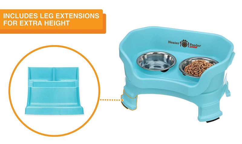 Neater Pet Brands Neater Feeder Deluxe for Cats with Leg Extensions - Elevated Food & Water Bowls - Mess-Free Raised Feeder, Aquamarine S - Cat - PawsPlanet Australia