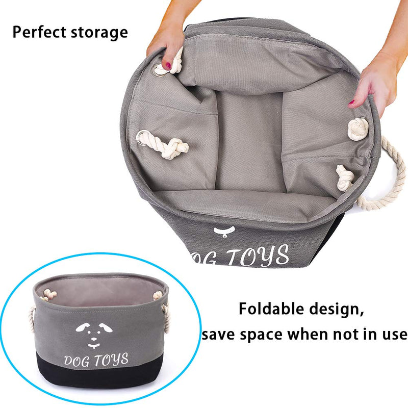 YANGDD Dog Toys Storage Bins, Pet Toy and Accessory Storage Basket, Foldable Felt Dog Toy Storage Basket Box for Organizing Pet Toys, Blankets, Leashes and Food - Grey - PawsPlanet Australia