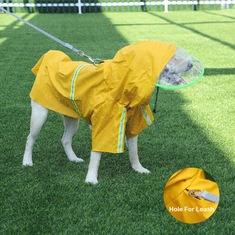 piccpet Pet Dog Raincoat | Dog Poncho Jacket with Reflective Strip | Adjustable Pet Waterproof Clothes | Lightweight Rain Jacket with Hoodies for Medium Large Dogs | Perfect Dog Rain Gear Option XL Yellow - PawsPlanet Australia