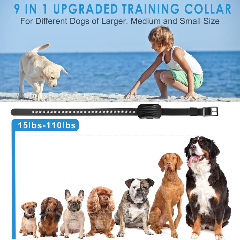 Guermok Dog Training Collar 3300Ft Waterproof Rechargeable Dog Shock Collar with Remote, 9 in 1 Adjustable Bark Shock Collars for Small Medium Large Dogs with Beep, Vibration, Safe Shock Modes - PawsPlanet Australia