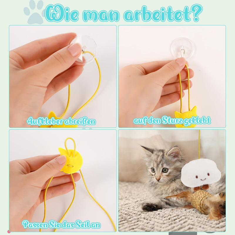 Bestomrogh Pack of 6 Cat Toys Self-Employment Hanging Door Frames, Adjustable Teaser Toy, Interactive Toy with Bell for Indoor Kitten Chase - PawsPlanet Australia