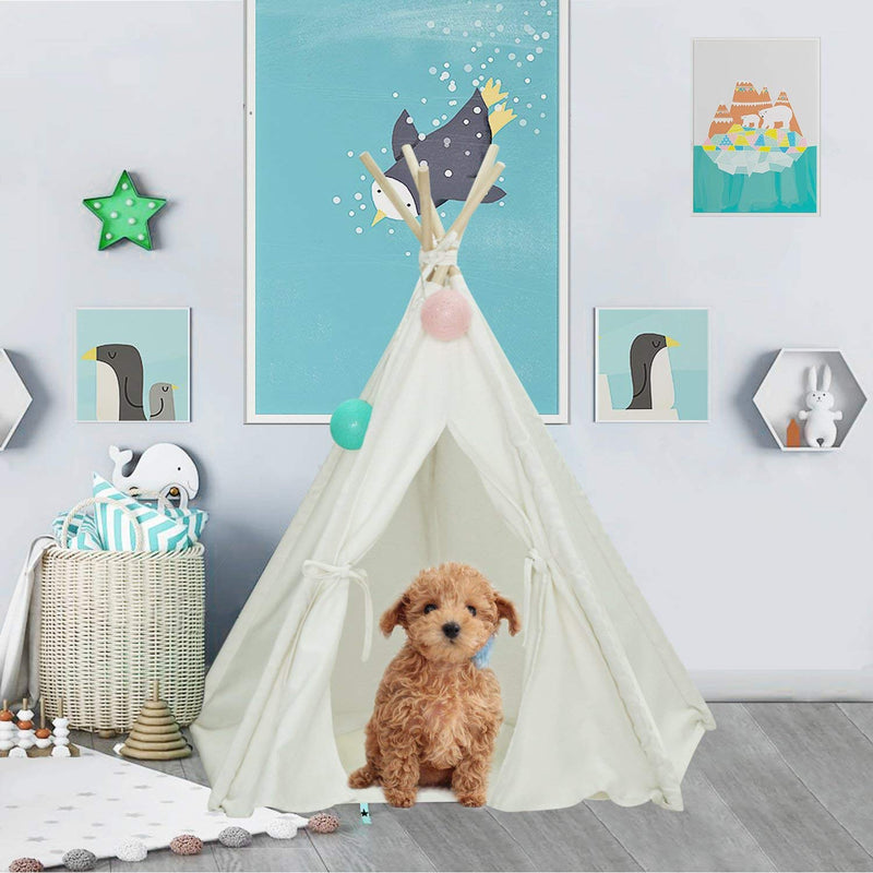 [Australia] - Dog Teepee Tent for Dogs & Cats Cute Pet Teepee with Mat, Portable Dog Tents 24inch Dog House Indoor Outdoor 