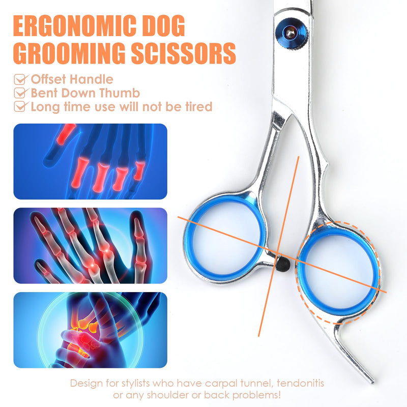 Punwey dog scissors, dog scissors, 6 inches, curved scissors, fur scissors, dog grooming scissors, stainless steel, fur grooming scissors, dog hair scissors for pets, dogs and cats - PawsPlanet Australia