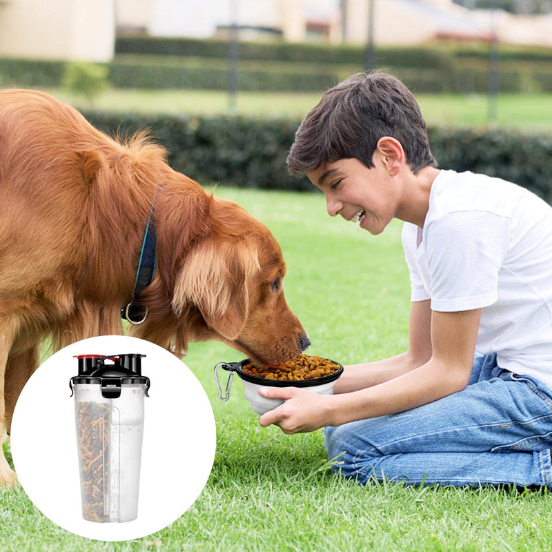 Czemo Travel Dog Water Bottle and Bowl, Portable Pet Food Container 2-in-1 with Collapsible Dog Bowls, Outdoor Dog Water Bowls for Walking Hiking Travelling (White) White - PawsPlanet Australia