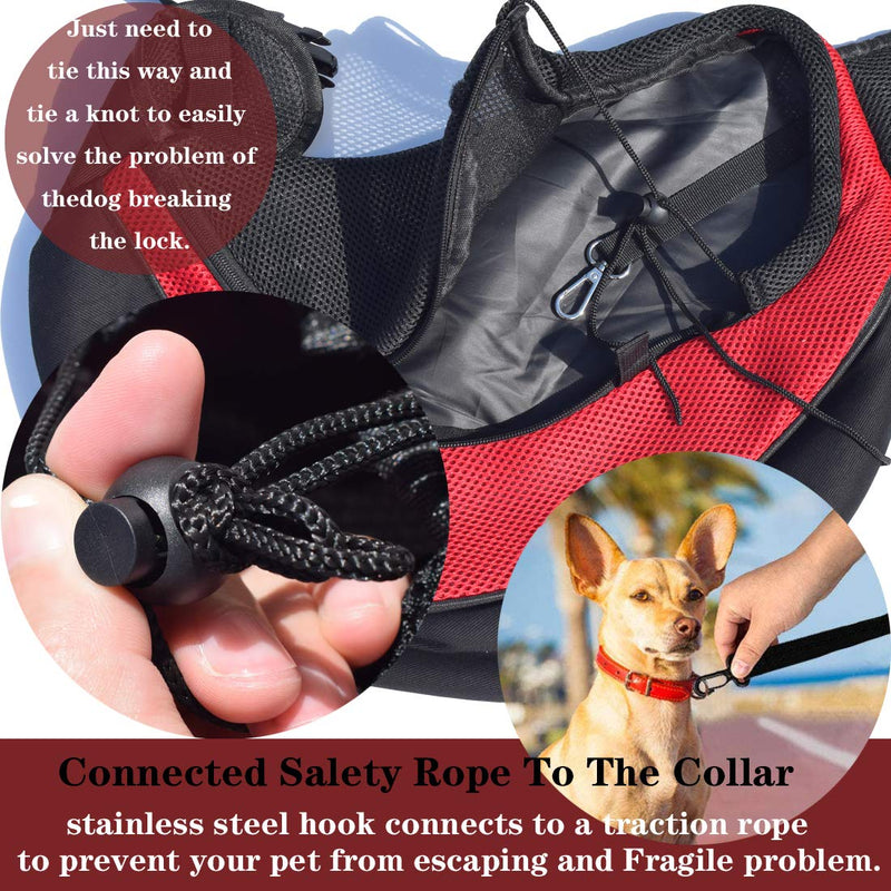 Asoract Small Dog Carrier Sling, Premium Quality Pet Sling Carrier for Small Dogs and Cats, Comfy Hands-Free Single-Shoulder Dachshund Carrier Travel Bag with Adjustable Strap and Pocket S Red - PawsPlanet Australia