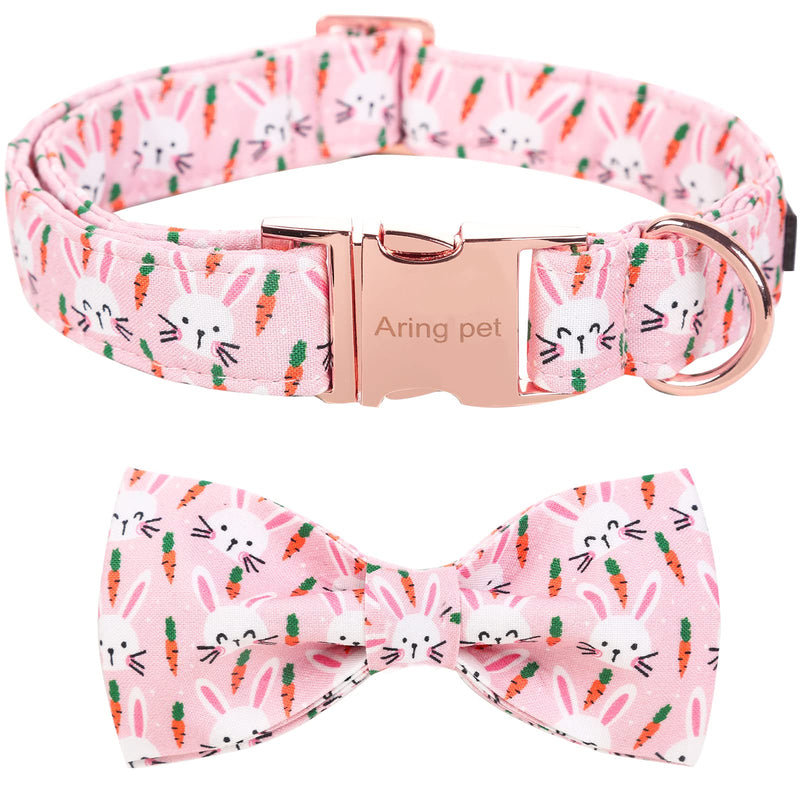 ARING PET Easter Dog Collar-Cute Rabbit Dog Collar with Bow, Cotton Adjustable Carrots Dog Collars with Metal Buckle for Small Medium Large Dogs L A:Rabbit Carrot - PawsPlanet Australia