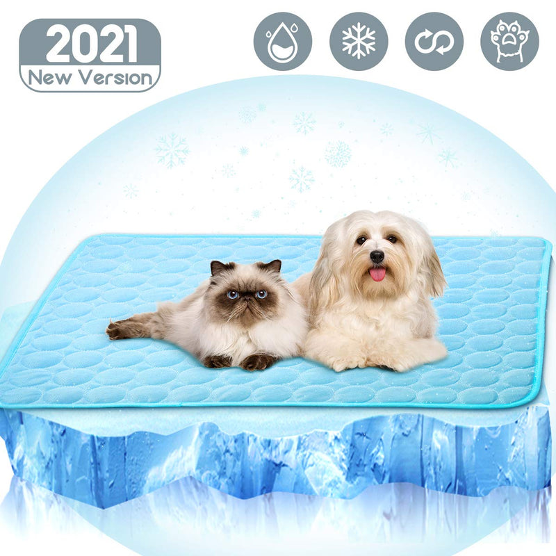 Cooling Mat for Dogs, Dog Cooling Mat Reusable Pet Self Cooling Blanket Washable Cats Cushion Ice Silk Kennel Mat Breathable Pet Crate Pad for Home and Travel (M 22X28 in, Blue) M 22X28 IN - PawsPlanet Australia