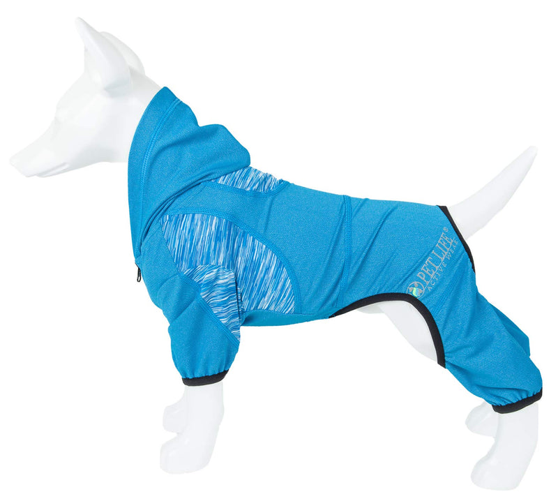 Pet Life Active 'Pawsterity' Heathered Performance 4-Way Stretch Two-Toned Full Bodied Hoodie X-Large Blue - PawsPlanet Australia