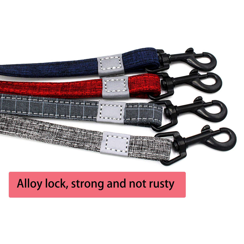 [Australia] - UVONOKAY Double-Layer Sewing Canvas Fashion Dog Collar Dog Leash semi-Metal Buckle Leash 5FT Gray 