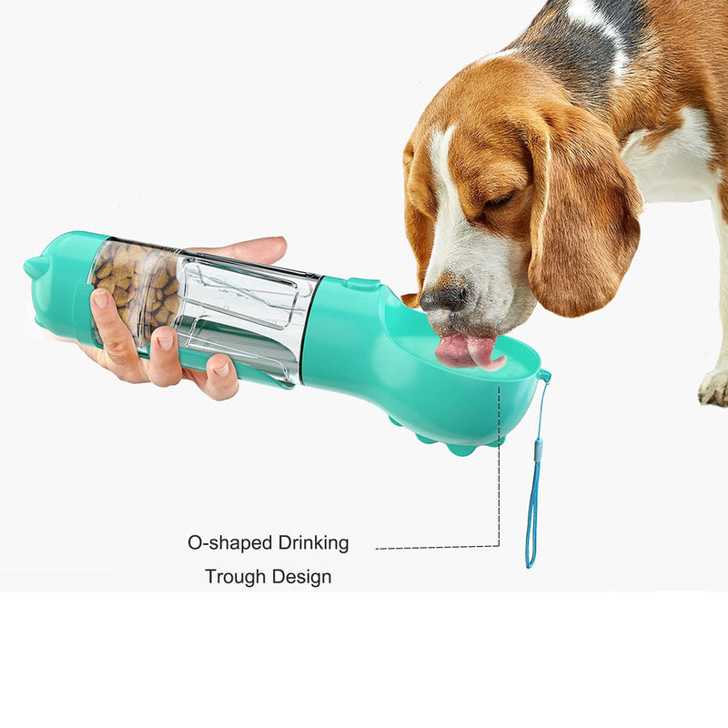 Muchpets Dog Water Bottle, Portable Dog Water Bottle Dispenser, 4 in 1 Leak Proof Dog Travel Water Bottle with Food Container, Shovel and Garbage Bag for Walking for Dogs Cats Rabbits Blue - PawsPlanet Australia