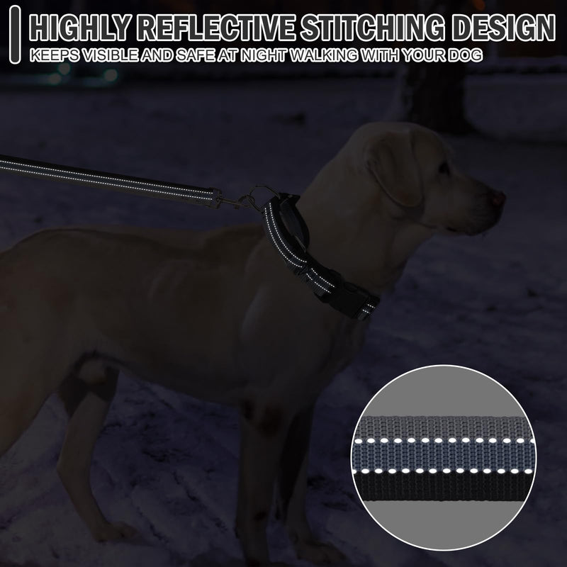 ESGPET Martingale Dog Collar and Leash Set for Small Medium Large Dogs, Reflective Heavy Duty Collar for Dogs, Adjustable Durable Pet Collars with Leash for Walking, Playing, Training (Medium) Black - PawsPlanet Australia