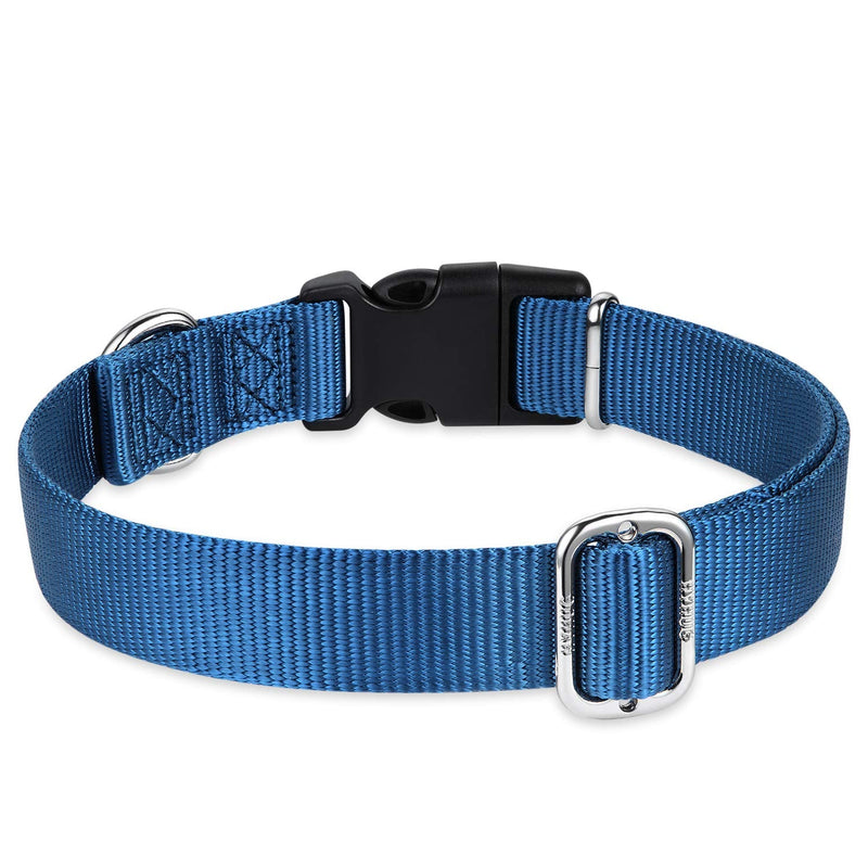 Hyhug designs Classic Basic Dog Collars, Plain Nylon, Secure Quick Buckles, Remove, and Can Hang Dog ID Tags (Small, Classic Blue) Small - PawsPlanet Australia