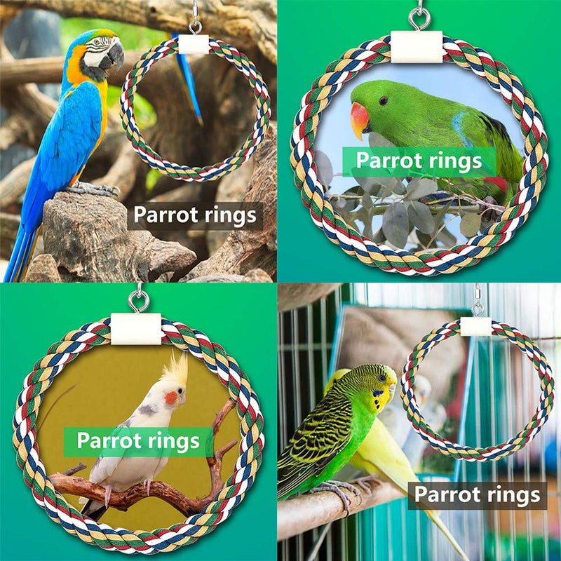 ASOCEA Bird Rope Swing Toys Circle and Triangle Hanging Perch for Cage Chewing Toys for Parrots Cockatiel Parakeets Cockatoos and Other Small Medium Birds - PawsPlanet Australia