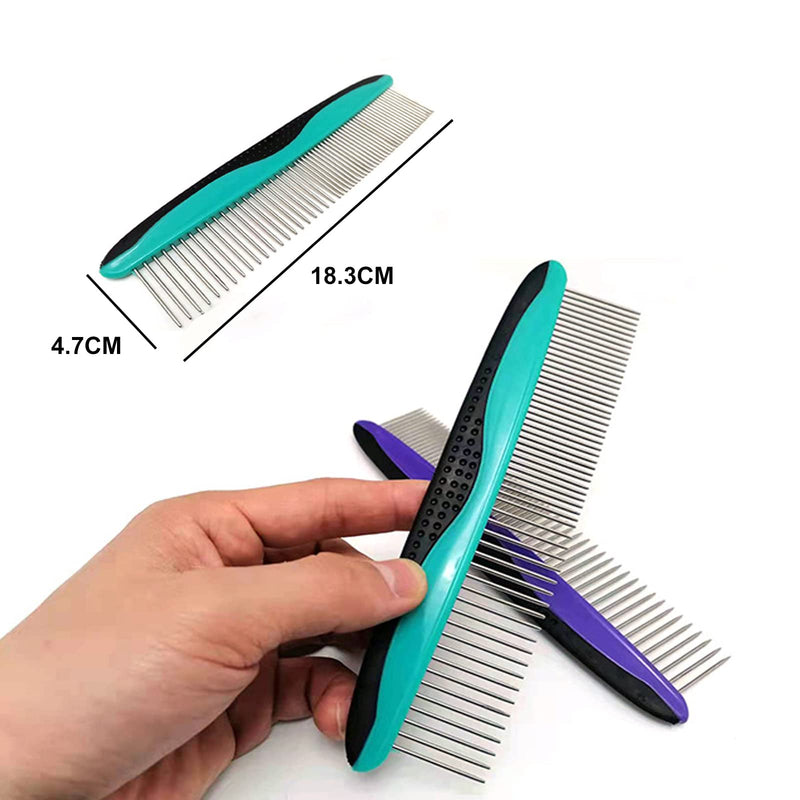 Metal Dog Comb Stainless Steel Pet Comb for Large, Medium and Small Dogs and Cats Dog Comb for Tangles Short Long Hair (Purple) Purple - PawsPlanet Australia