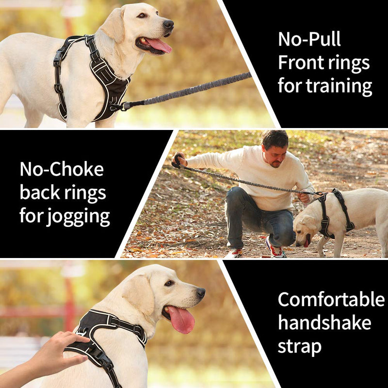 Dog Harness Dog Harness Medium No Pull Front Clip Pet Vest Harness with Handle Dog Harness Adjustable Reflective Mesh Lightweight Dog Harness for Outdoor Training Walking, Black, M - PawsPlanet Australia