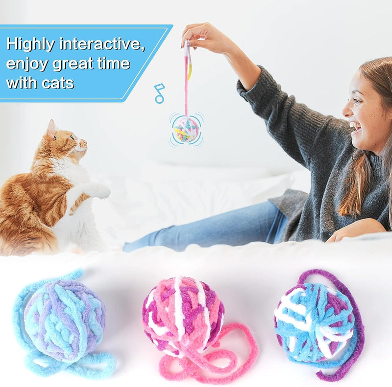 Towiy Pack of 6 cat toy balls + 4 cat toys spiral sisal ball cat interactive kitten balls intelligence cats plush ball cat balls plush ball cat with bell for pet - PawsPlanet Australia