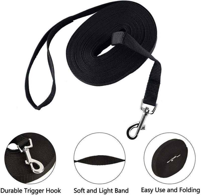 HAPPY HACHI Dog Training Lead 3m, Extra Long Line Dog Leash, Strong Nylon Dog training Leash for Dog Puppy Pet Recall, Training, Tracking, Backyard (3m/10ft,Black) 3m/10ft Black - PawsPlanet Australia