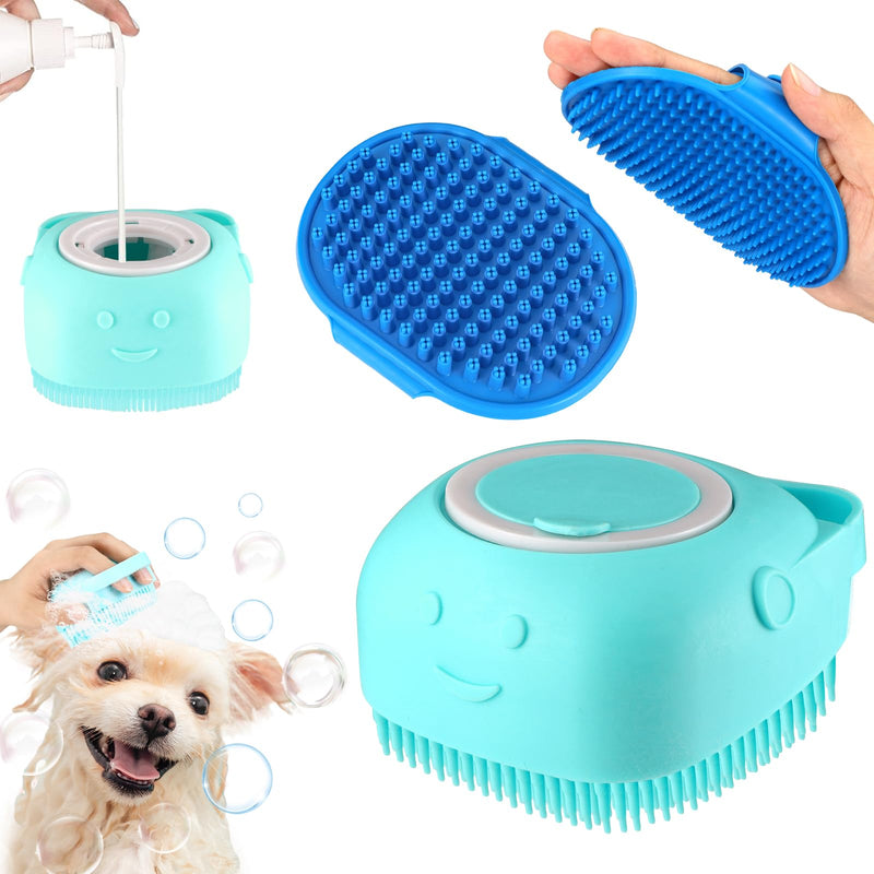 VIWIK 3PCS Dog Bath Brush, Dog Scrubber for Bath, Dog Bath Supplies, Dog Shampoo Brush with Adjustable Ring Handle, Bathing and Massaging Brush Christmas Gifts for Long Short Haired Dogs and Cats Blue Brush-3PCS - PawsPlanet Australia
